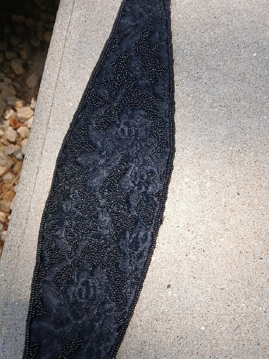 vintage black beaded belt,velvet, Beaded. wide sash or cummerbund-style piece. main image 7